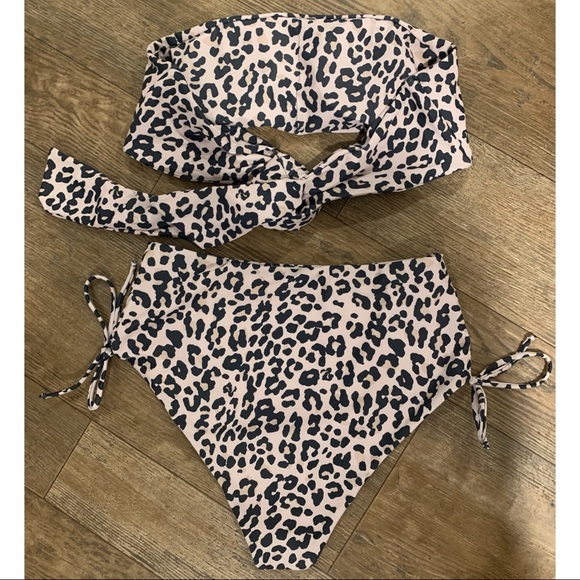 Topnana Leopard Bandeau High Waist Bikini SET - Picture 3 of 5